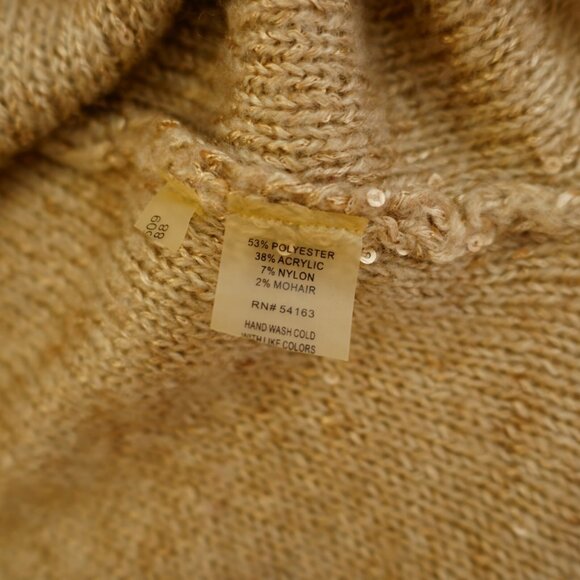 Calvin Klein Medium Knit Brown Pink Sequin Scoop Neck Sweater Polyester Nylon - Picture 8 of 8